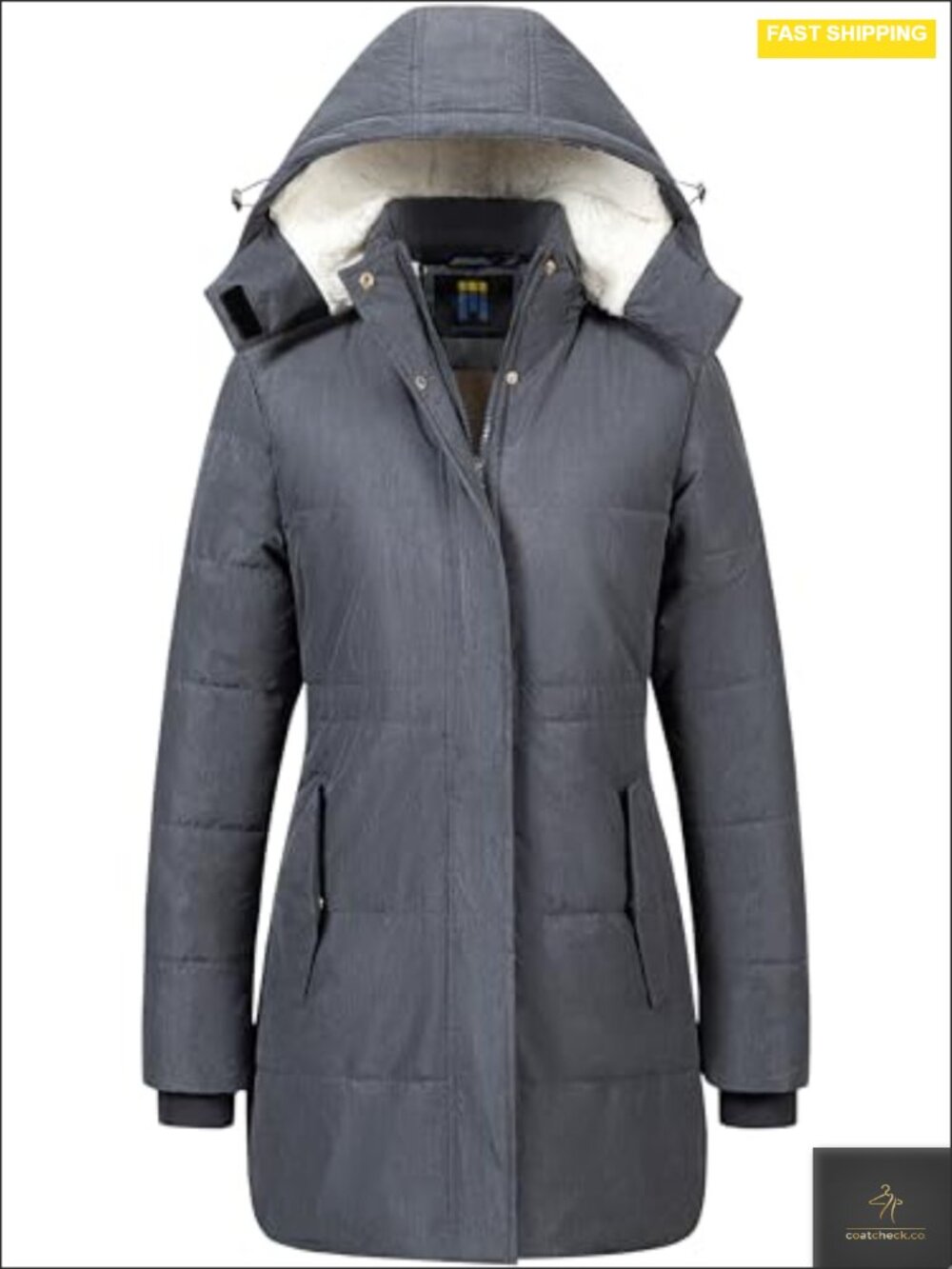 Women's Thicken Sherpa Winter Puffer Jacket Removable Hood Waterproof